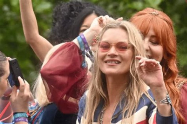 Kate Moss celebrated the Queen’s Platinum Jubilee by wearing a UK flag jacket