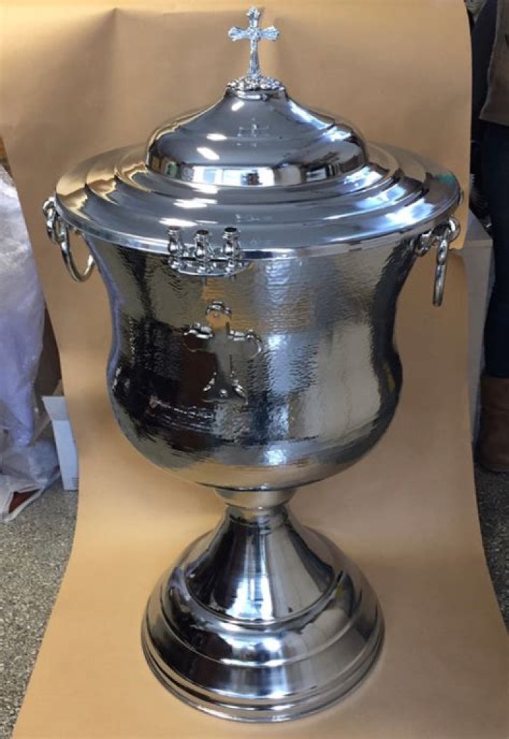 Orthodox Baptismal Font - Hammered Nickel Plated
